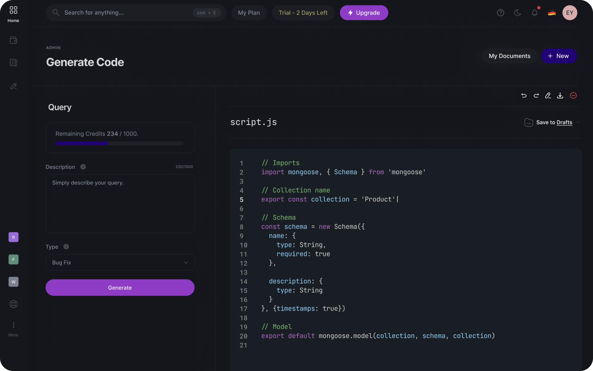 Code dashboard