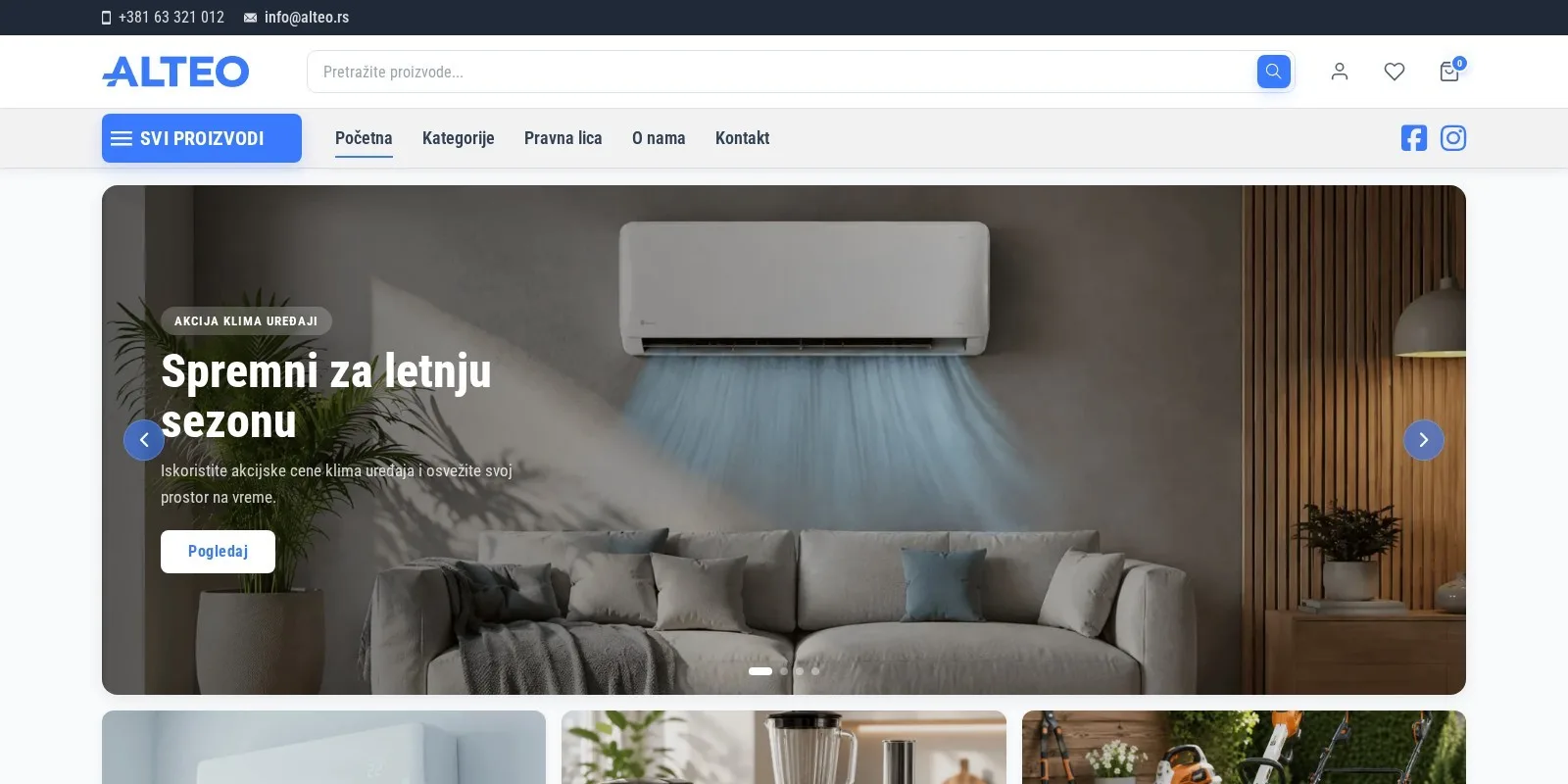 Alteo electronics online store homepage – WooCommerce web design and development by Techoli